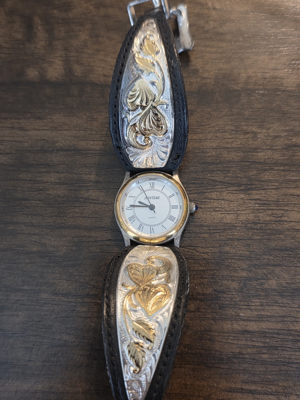 Montana Silversmiths Womens Western Wear Vintage Cuff Watch - Gold & Silver
